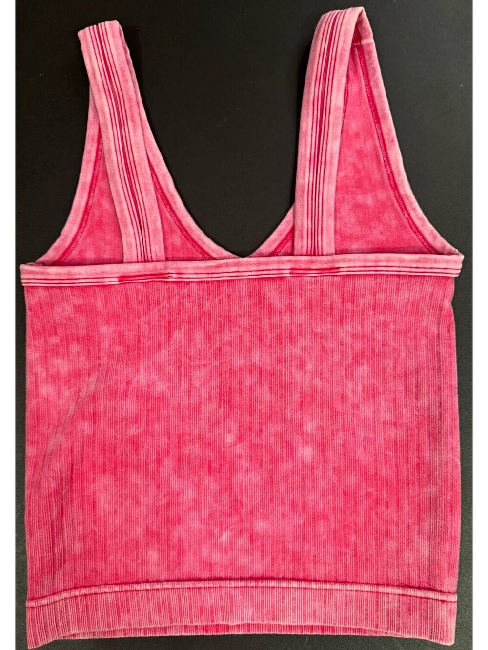 Zenana Pink Mineral Wash Ribbed Seamless Tank Top S/M V Neck Stretch Cami New - Picture 4 of 5